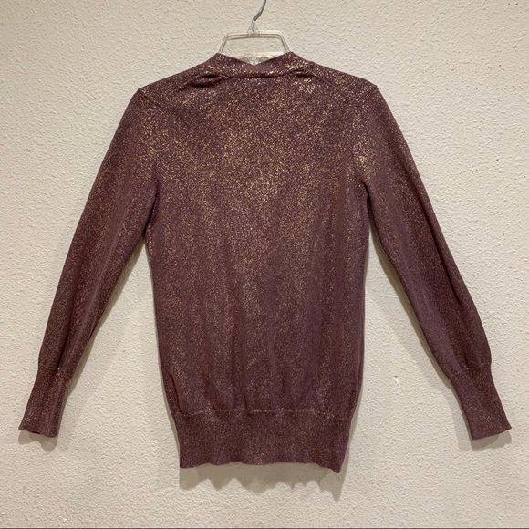 LOFT V-Neck gold glitter sparkles Sweater (small) - Picture 4 of 8